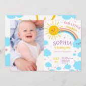 ガールファースト誕生日フォトリトルサンシャイン写真 招待状 (正面/裏面)