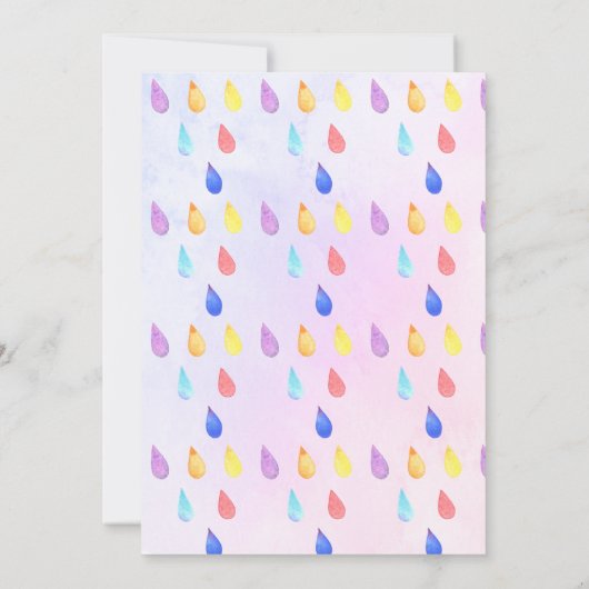 ガールファースト誕生日ユニコーンレインボーウォーター色 招待状 (裏面)