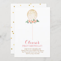 ガールファースト誕生日水カラー金ゴールドバルーン