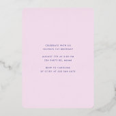 ガールファースト誕生日紙吹雪ピンク金ゴールド 箔招待状 (裏面)