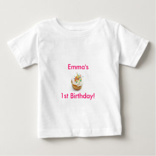 ガールファースト誕生日 ベビーTシャツ