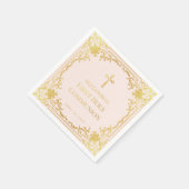 ガールファースト赤面ピンクフェイク金ゴールドクロス スタンダードカクテルナプキン (角)