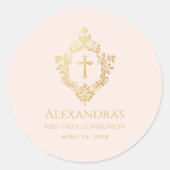 ガールファースト赤面ピンク金ゴールドクレストヴィンテージ ラウンドシール (正面)