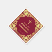 ガールファースト・コミュニオンブルゴーニュフェイク金ゴールドヴィンテージ スタンダードカクテルナプキン (角)
