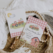 ガールファームアニマルズ納屋周囲の庭誕生日招待状 招待状