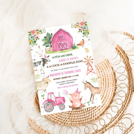 ガールファームアニマルズ納屋周囲の庭誕生日 招待状