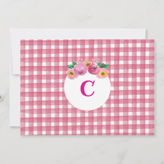 ガールファームピンク納屋周囲の庭誕生日バッシュカウホース 招待状 (裏面)