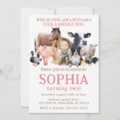 ガールファーム動物ランチカウホースの誕生日の写真 招待状 (正面)