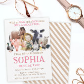 ガールファーム動物ランチカウホースの誕生日の写真 招待状