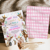 ガールファーム動物納屋周囲の庭バルーンバースデーパーティー 招待状