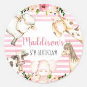 ガールファーム誕生日招待状 ラウンドシール (正面)