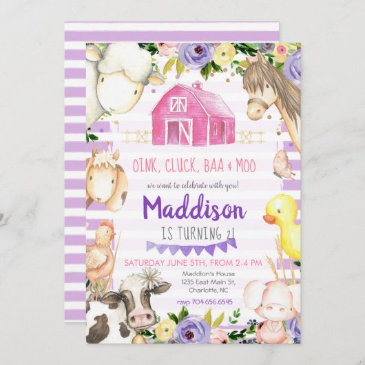 ガールファーム誕生日招待状 招待状 (正面/裏面)