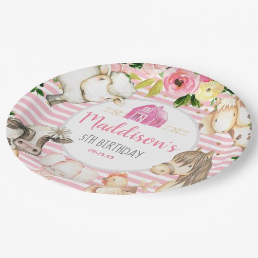 ガールファーム誕生日紙プレート ペーパープレート (アングル)