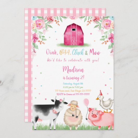 ガールファーム誕生日 招待状 (正面/裏面)