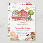 ガールファーム赤ちゃんシャワー 招待状 (正面/裏面)