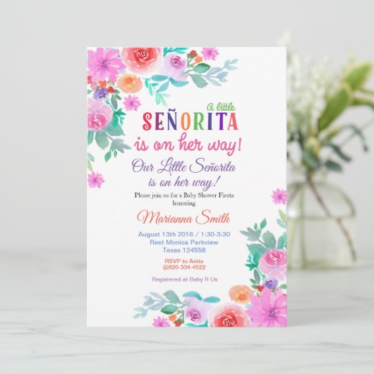 ガールフィエスタベビーシャワー招待フローラパーティー 招待状 (スタンド正面)