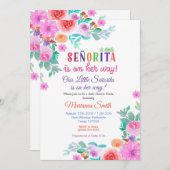ガールフィエスタベビーシャワー招待フローラパーティー 招待状 (正面/裏面)