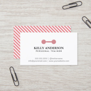 ガールフィットネスパーソナルトレーナーシンプルプレインピンク 名刺
