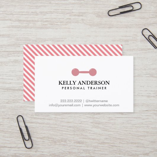 ガールフィットネスパーソナルトレーナーシンプルプレインピンク 名刺 (正面/裏面インサイチュ)