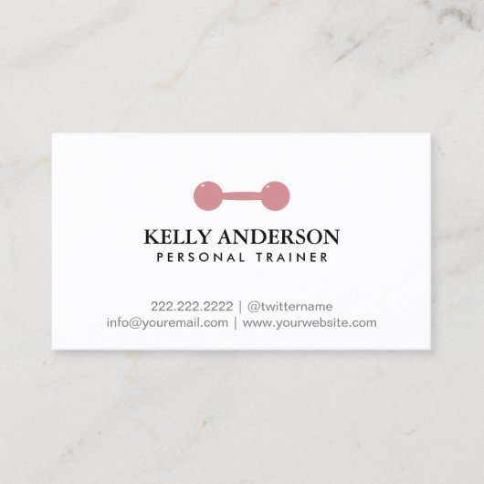 ガールフィットネスパーソナルトレーナーシンプルプレインピンク 名刺 (正面)