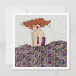 ガールフェアリーインフローラプリントファッションイラストレーション 招待状