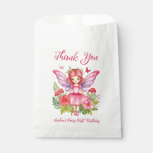 ガールフェアリー最初の誕生日かわいいピンクの水色 フェイバーバッグ (正面)