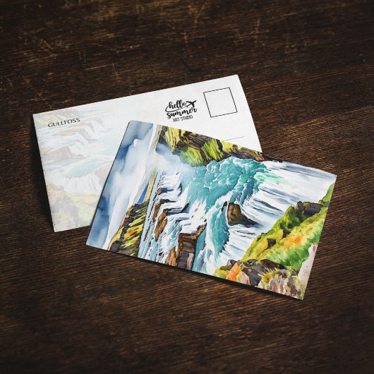 ガールフォスアイスランド水彩絵葉書 招待状