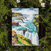 ガールフォスアイスランド水彩絵葉書 招待状