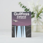 ガールフォス滝アイスランド旅行ポスター ポストカード (スタンド正面)