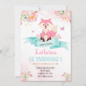 ガールフォックス誕生日の招待 招待状 (正面)