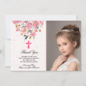 ガールフォトウォーターカラーピンクフローラファーストコミュニティ サンキューカード (正面)