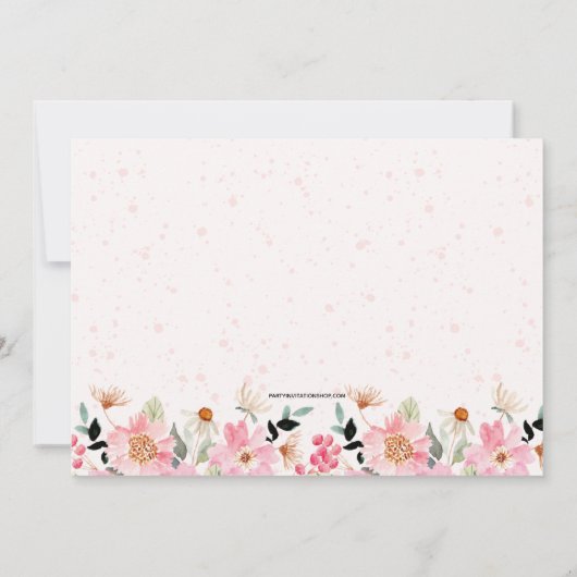 ガールフォトウォーターカラーピンクフローラファーストコミュニティ サンキューカード (裏面)