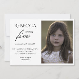 ガールフォトシンプルーのエレガントな誕生日パーティー 招待状