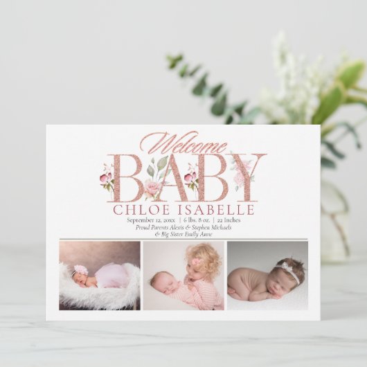 ガールフォトバラ金ゴールド |フローラ誕生 案内状 (スタンド正面)