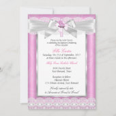 ガールフォトピンクフローラクロスバプテスマ《キリスト教》洗礼式や命名式 招待状 (正面)