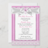 ガールフォトピンクフローラクロスファースト聖餐式 招待状 (正面)