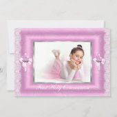 ガールフォトピンクフローラクロスファースト聖餐式 招待状 (裏面)