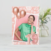 ガールフォトピンク19th誕生日パーティー 招待状 (スタンド正面)