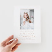 ガールフォトファースト聖餐式バラ金ゴールド 箔招待状