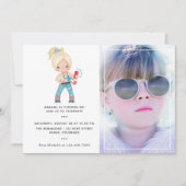 ガールフォトブース自撮り誕生日パーティー 招待状 (正面)