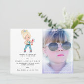 ガールフォトブース自撮り誕生日パーティー 招待状 (スタンド正面)