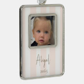 ガールフォト赤面と金ゴールドクリスマス シルバープレートフレームオーナメント (右)