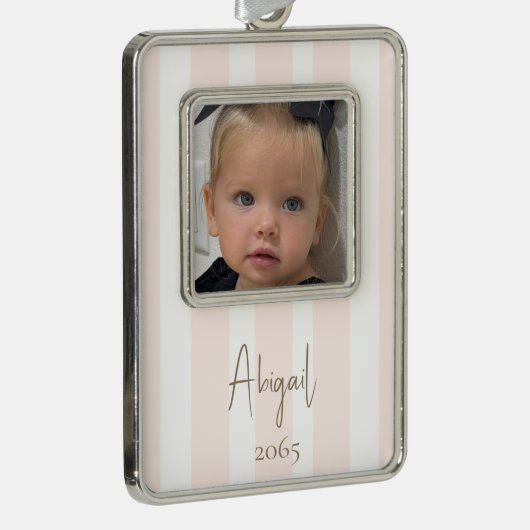 ガールフォト赤面と金ゴールドクリスマス シルバープレートフレームオーナメント (右)