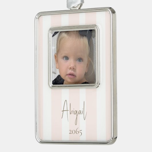 ガールフォト赤面と金ゴールドクリスマス シルバープレートフレームオーナメント (左)