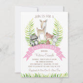 ガールフォレストウッドランドグリーンリーベビーシャワー 招待状 (正面)