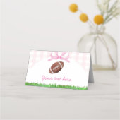 ガールフットボールピンクボウ誕生日パーティーフードテント プレイスカード (裏面)