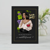 ガールフランスのワインテイスティングブライダルシャワー 箔招待状 (立ち正面)