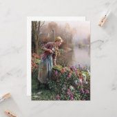 ガールフランスの魚釣りインブリタニー カード (正面/裏面インサイチュ)