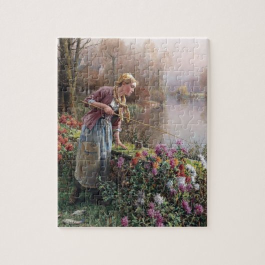 ガールフランスの魚釣りインブリタニー ジグソーパズル (縦)