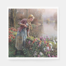 ガールフランスの魚釣りインブリタニー スタンダードランチョンナプキン